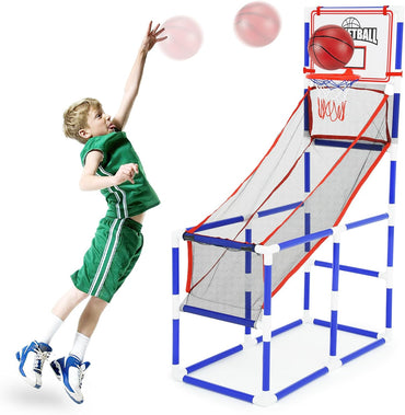 Basketball Set with 2 Hoops & Air Pump for Kids