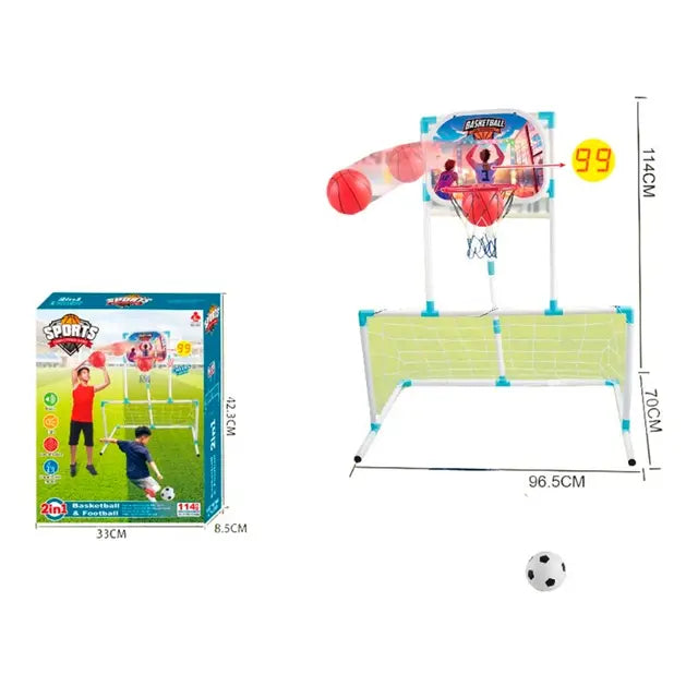 Portable 2in1 Outdoor/Indoor Sports | Football & Basketball Set For Kids