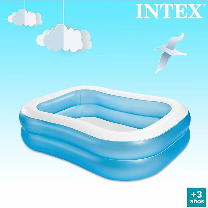 Intex Inflatable Rectangle Shaped Swimming Pool 6ft 6in x 4ft 9in x 1f ...