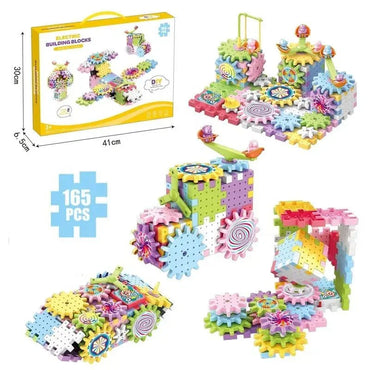 165-Piece DIY Electric Building Block Set with Gears