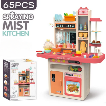 65 Pcs Spraying Mist Kitchen Set | Lights Sound Real Water Tap Cooking Kit