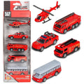 6-Piece Die-Cast Emergency Rescue Vehicle Set with Fire Truck, Ambulance, Helicopter & Pull-Back Action