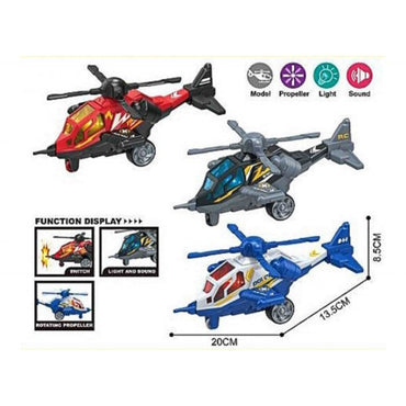 Friction-Powered Toy Helicopter with Lights & Music