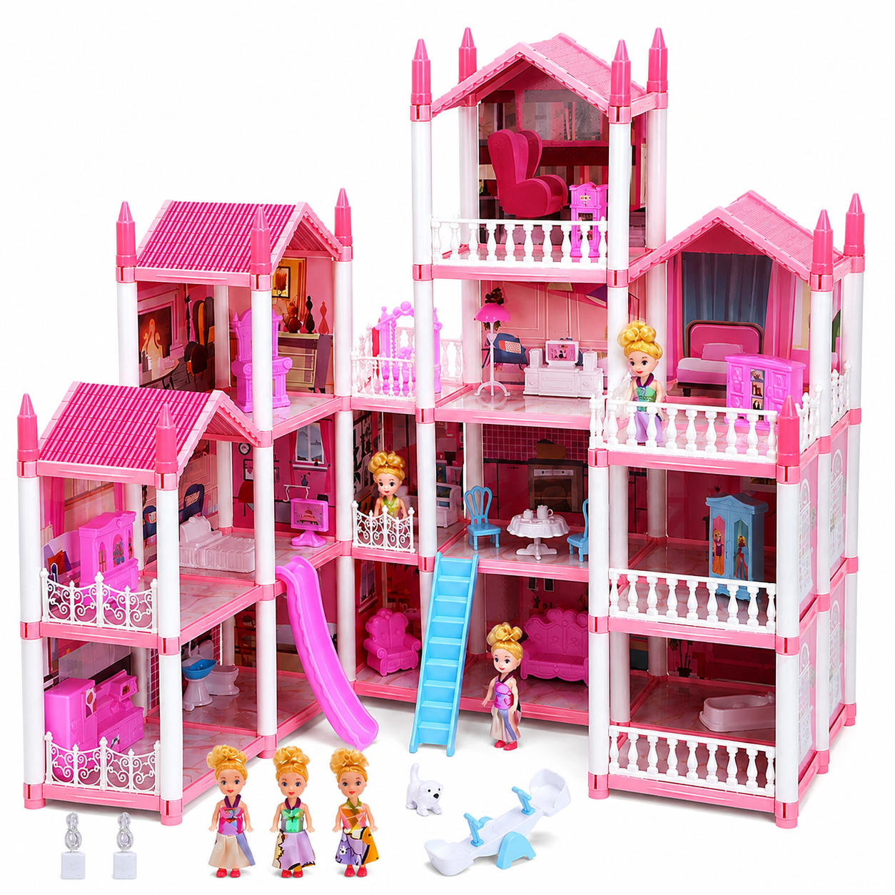 16-Room DIY Doll House Villa Playset for Girls with Accessories
