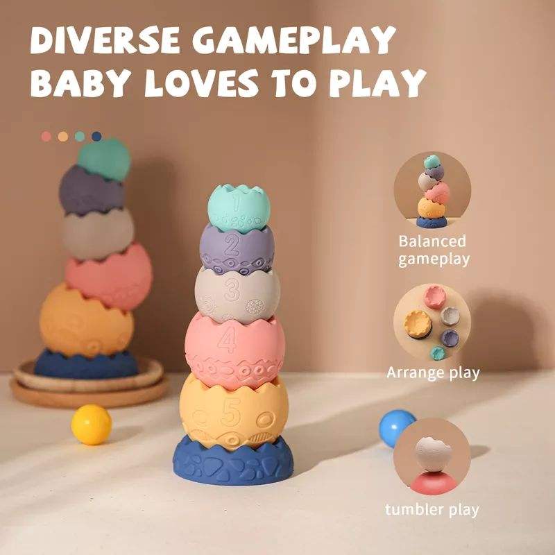 Baby Sensory Balls | Soft Silicone Stacking Teething Toys