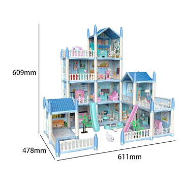 Happy Childhood 4 Story & 11 Room Doll House Playset For Kids