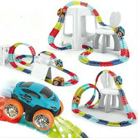 46Pcs Changeable & Flexible Race Car Track Play Set With An LED Light-up Car