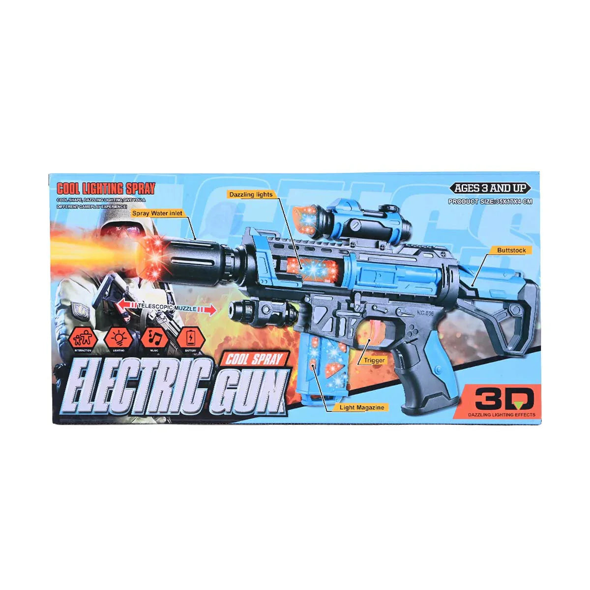 Cool Spray Toy Gun with 3D LED Lights & Mist