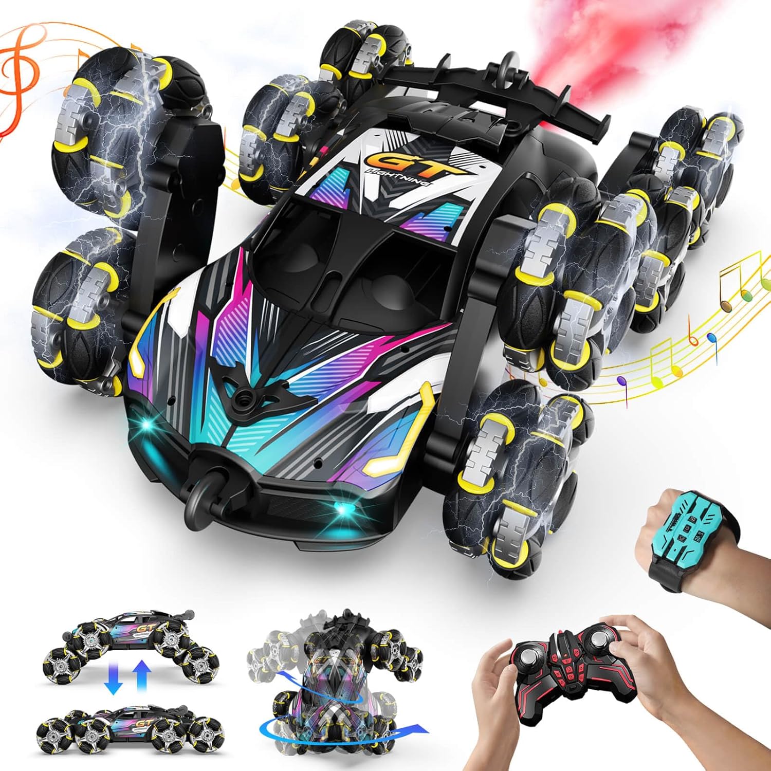 8WD RC Drift-n-Flip Car with Spray & LED Lights