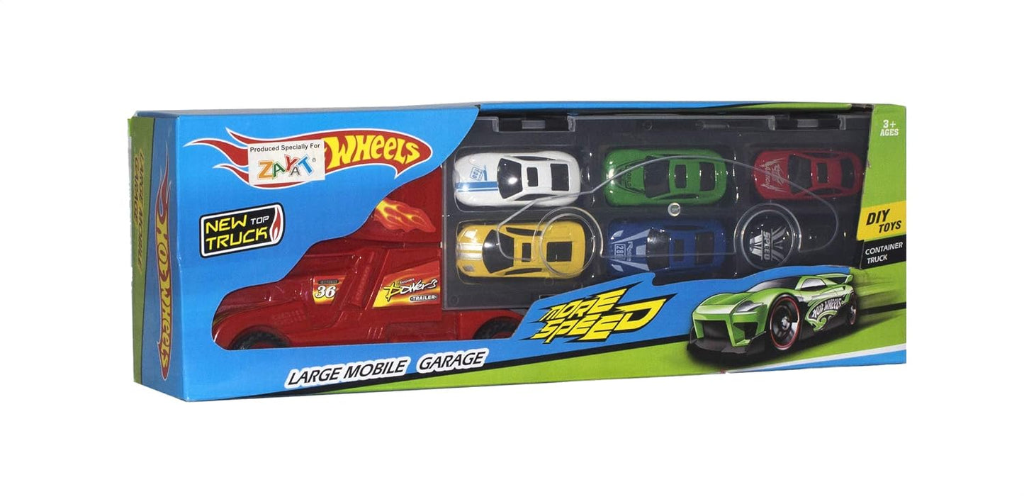 Hot Wheels Transport Truck with 6-Car Storage Garage