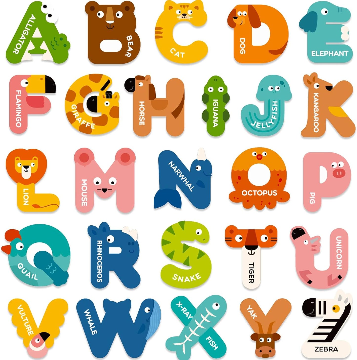 Animal Alphabet Refrigerator Magnets A–Z Set