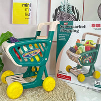 Supermarket Shopping Cart Set with 32 Play Pieces
