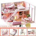 DIY Miniature Doll House Kit With LED Lights For Girls