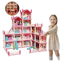 18-Room DIY Doll House Villa Playset for Girls with Accessories