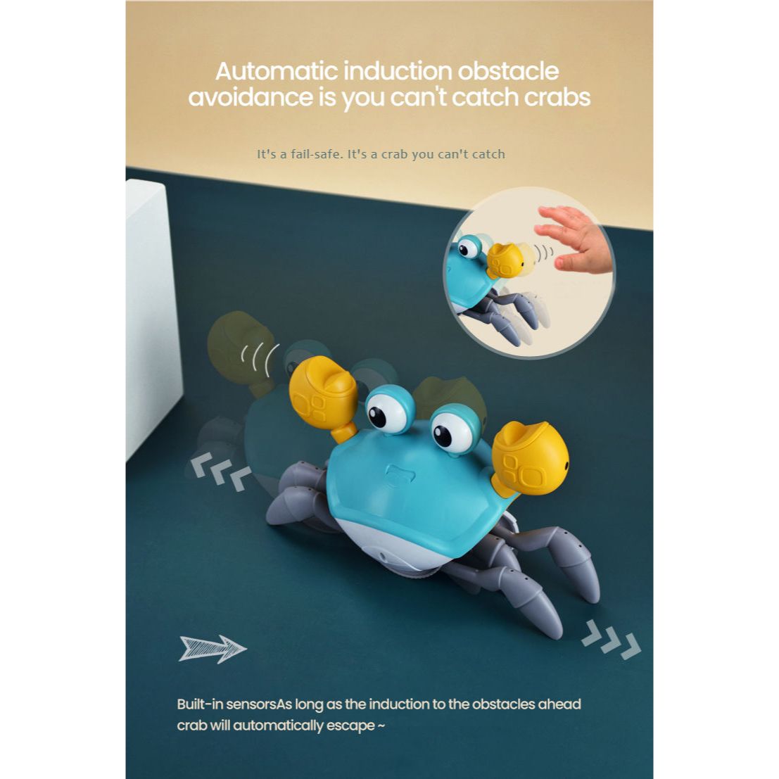 Dancing & Crawling Crab Toy With Motion Sensor & Interactive Music For Toddlers