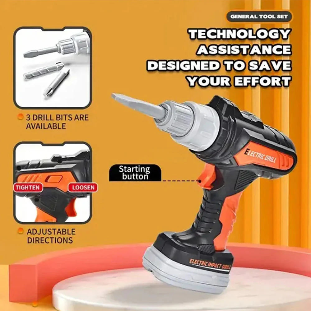 18-Piece Toolbox Set with Toy Electric Drill