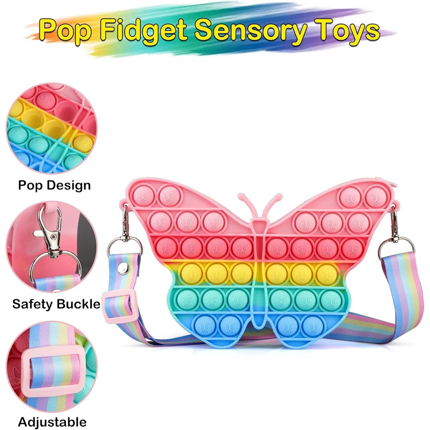 Butterfly Pop It Purse | Fidgety Purse For Girls | Hello Kitty Bag