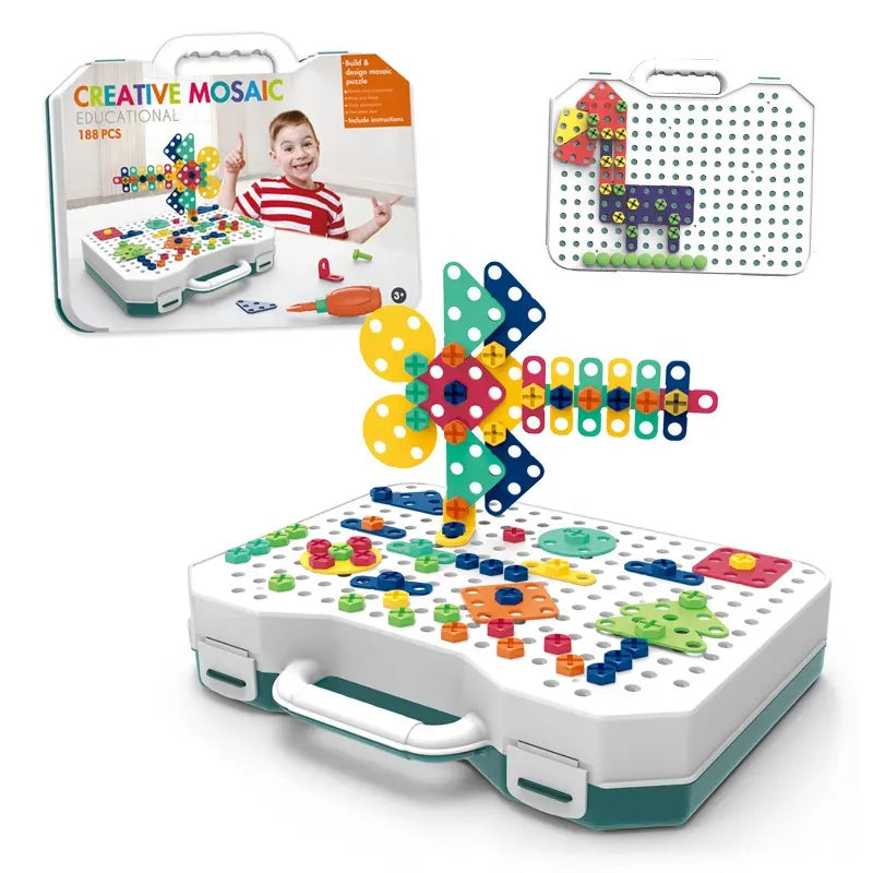 Creative Mosaic Educational | 198 Pcs Educational Briefcase Toy