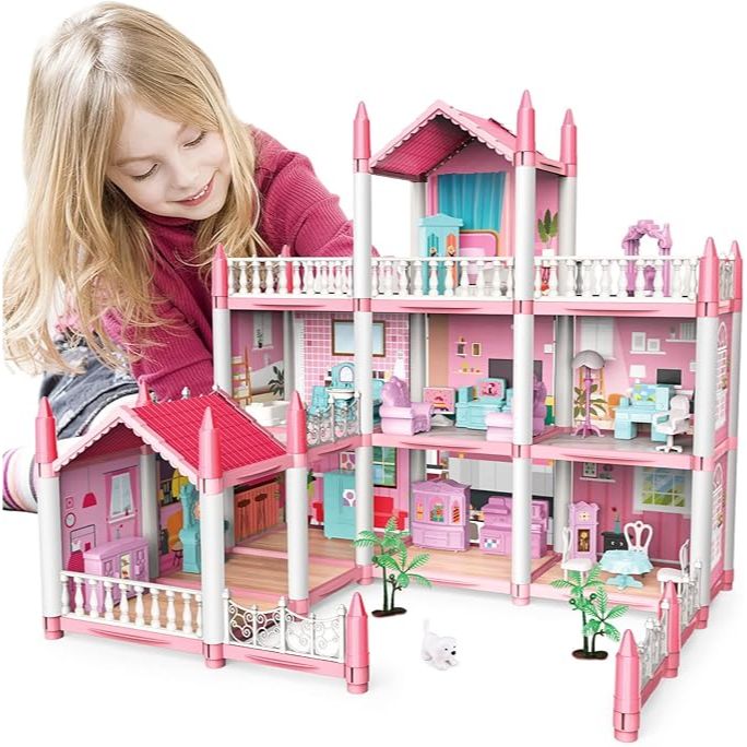 9 Rooms Princess Doll House | 3 Story DIY Play Set for Kids