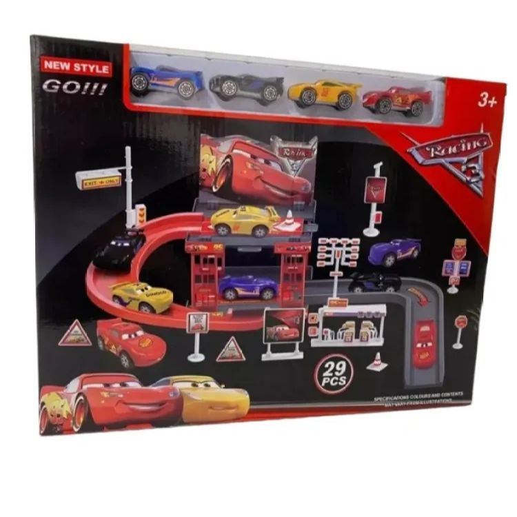 Lightning Mcqueen Racing Track Parcking Garage Car Set