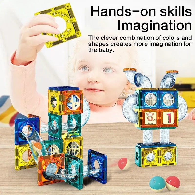 3D Colourful Magnetic Ferris Wheel Pipline | 71 Pcs Building Blocks