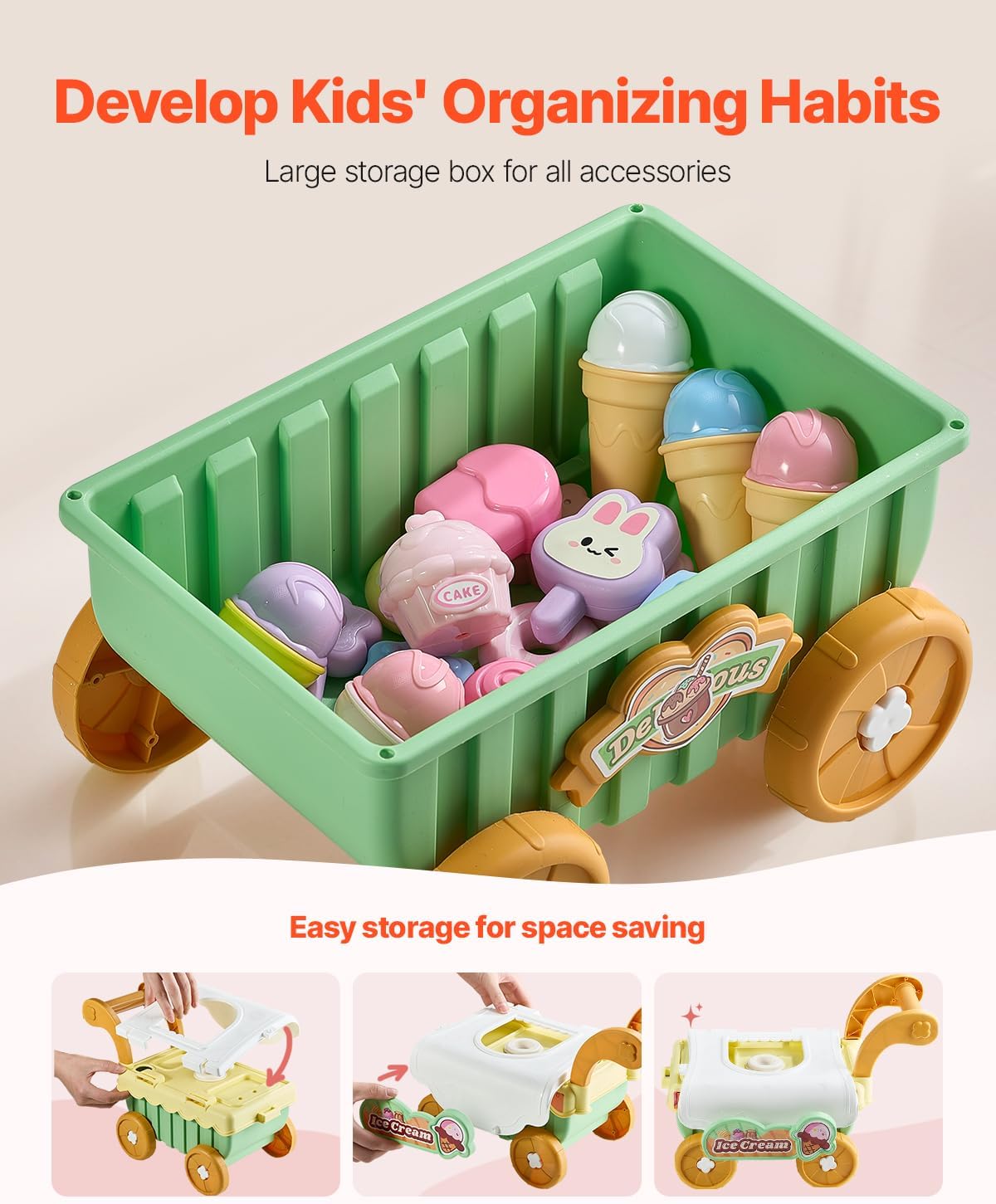 VEVOR H376A Ice Cream Trolley Playset for Kids