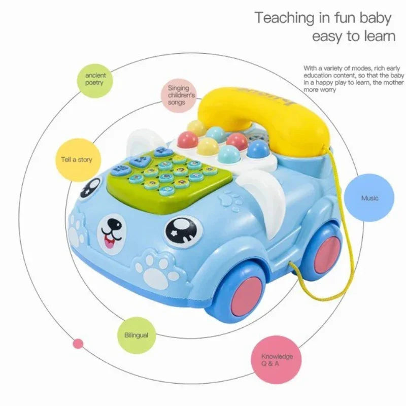 2-in-1 Musical Learning Phone Car Toy for Toddlers