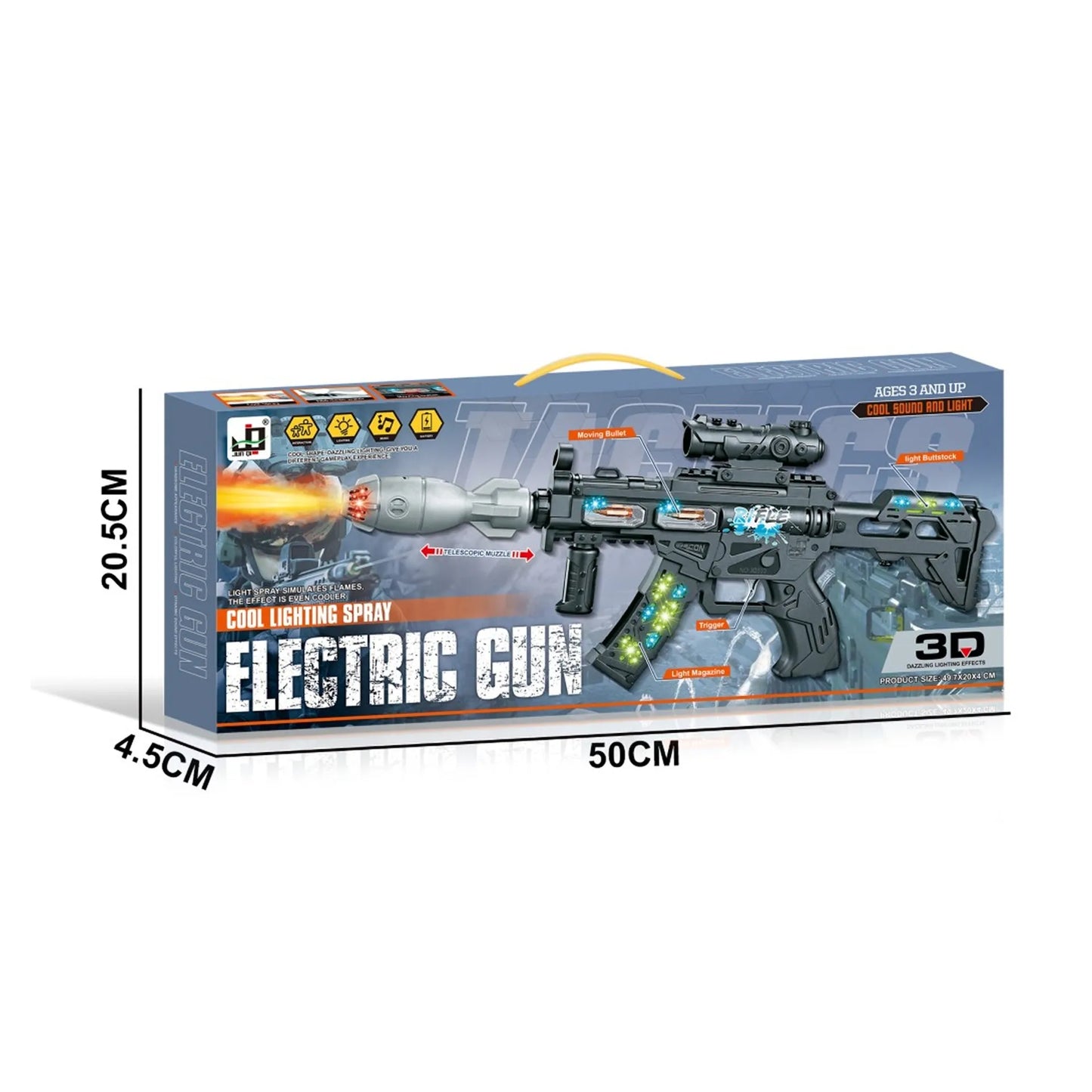 Cool Spray Toy Gun with 3D LED Lights & Mist