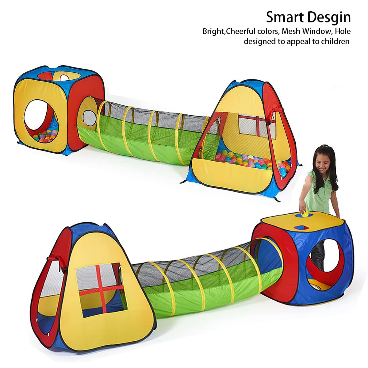 3 in 1 Pop Up Portable Tunnel & Tent Playset For Kids | Roleplay & Pretend Play Toy