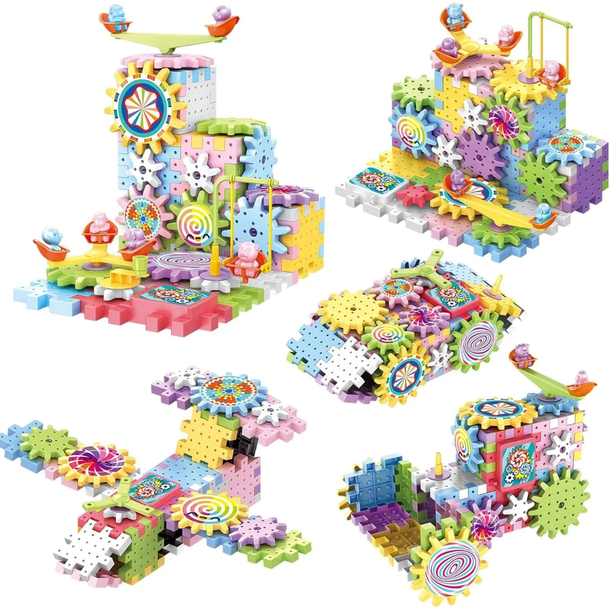 83-Piece DIY Electric Building Block Set with Gears
