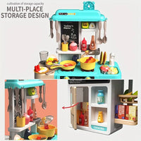 52 Pcs Spray Kitchen Set | Realistic Play Kitchen in Blue & Pink