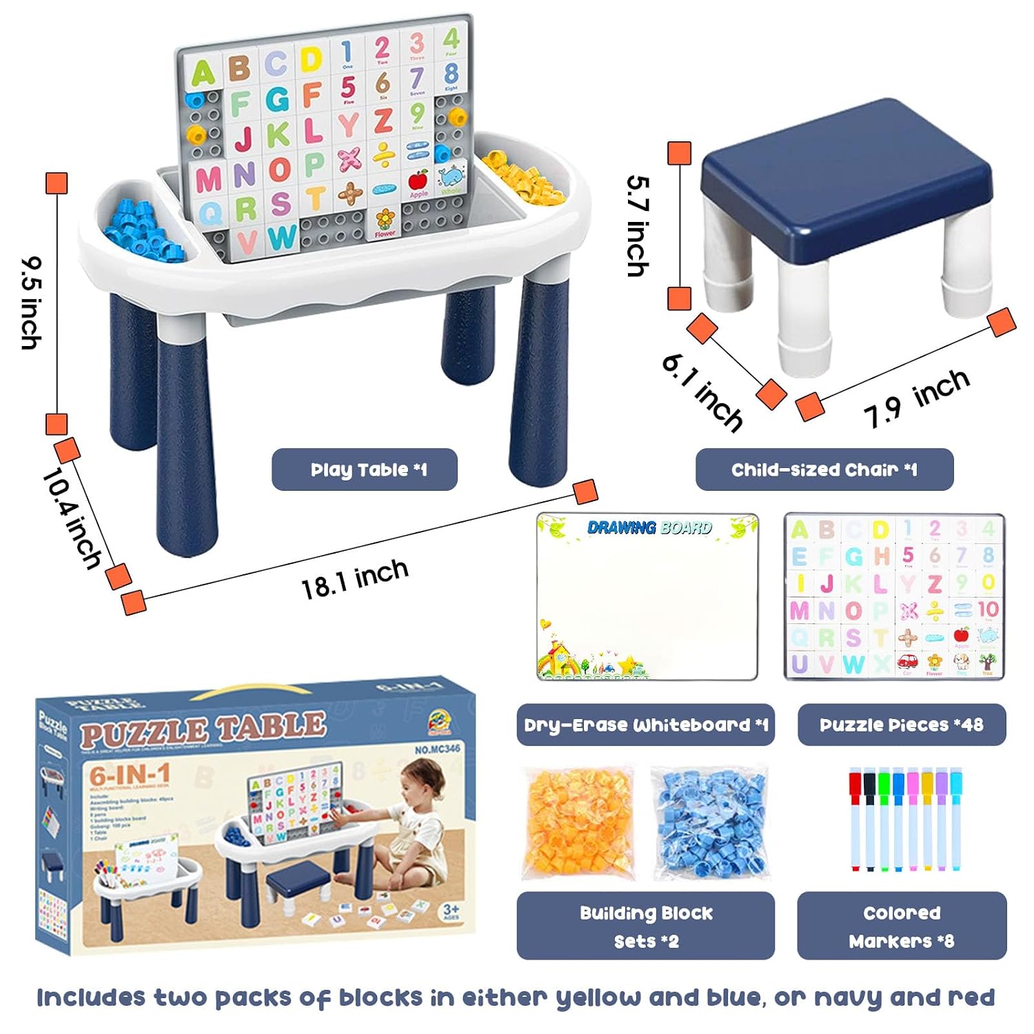 MC346 DIY Puzzle Activity Table with Magnetic Board