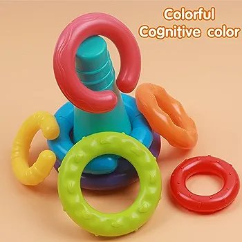 Baby Favorite Ring Tower 8 Pcs | Color Cognition Rings For Kids