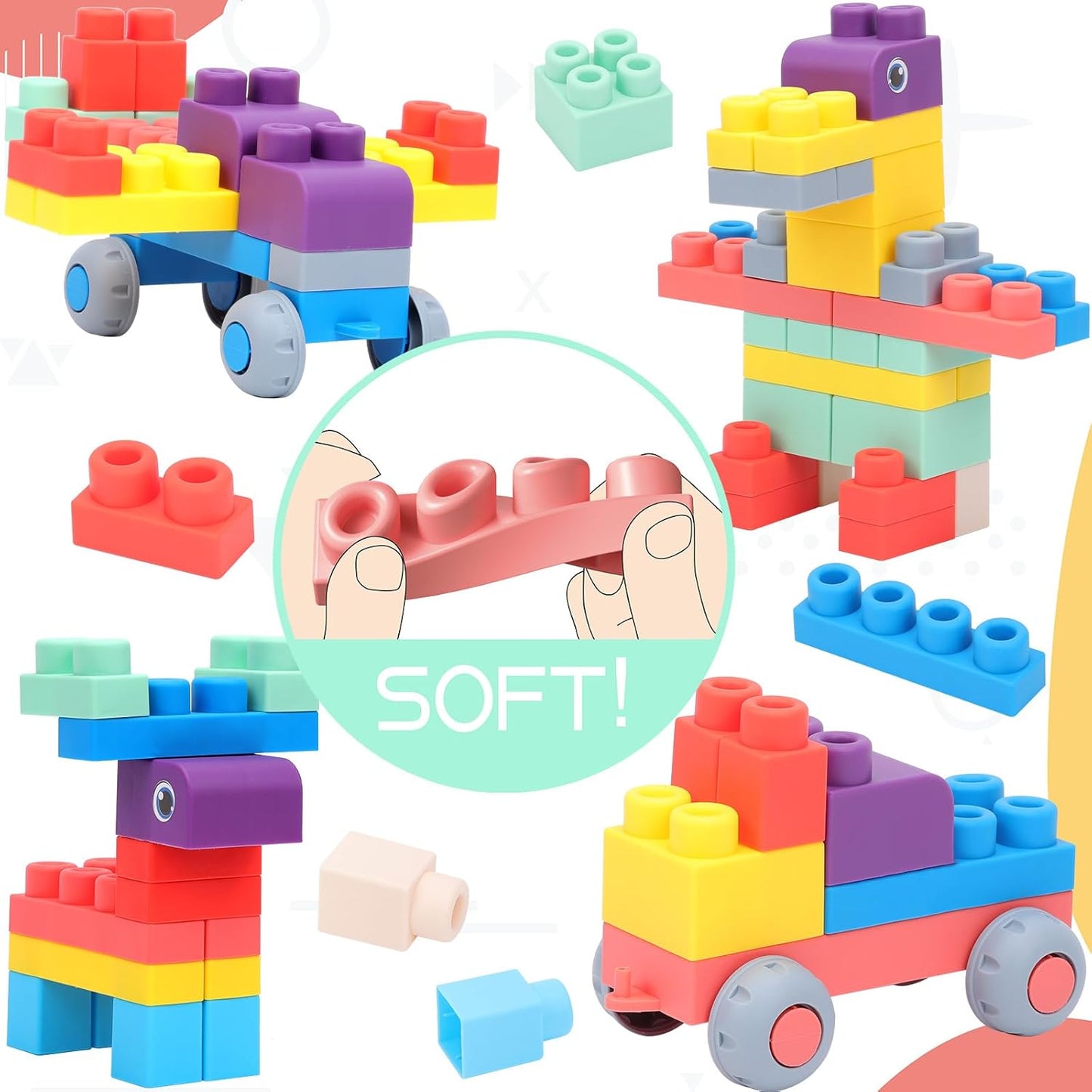 Animal DIY Building Block Set with 26 Soft Blocks