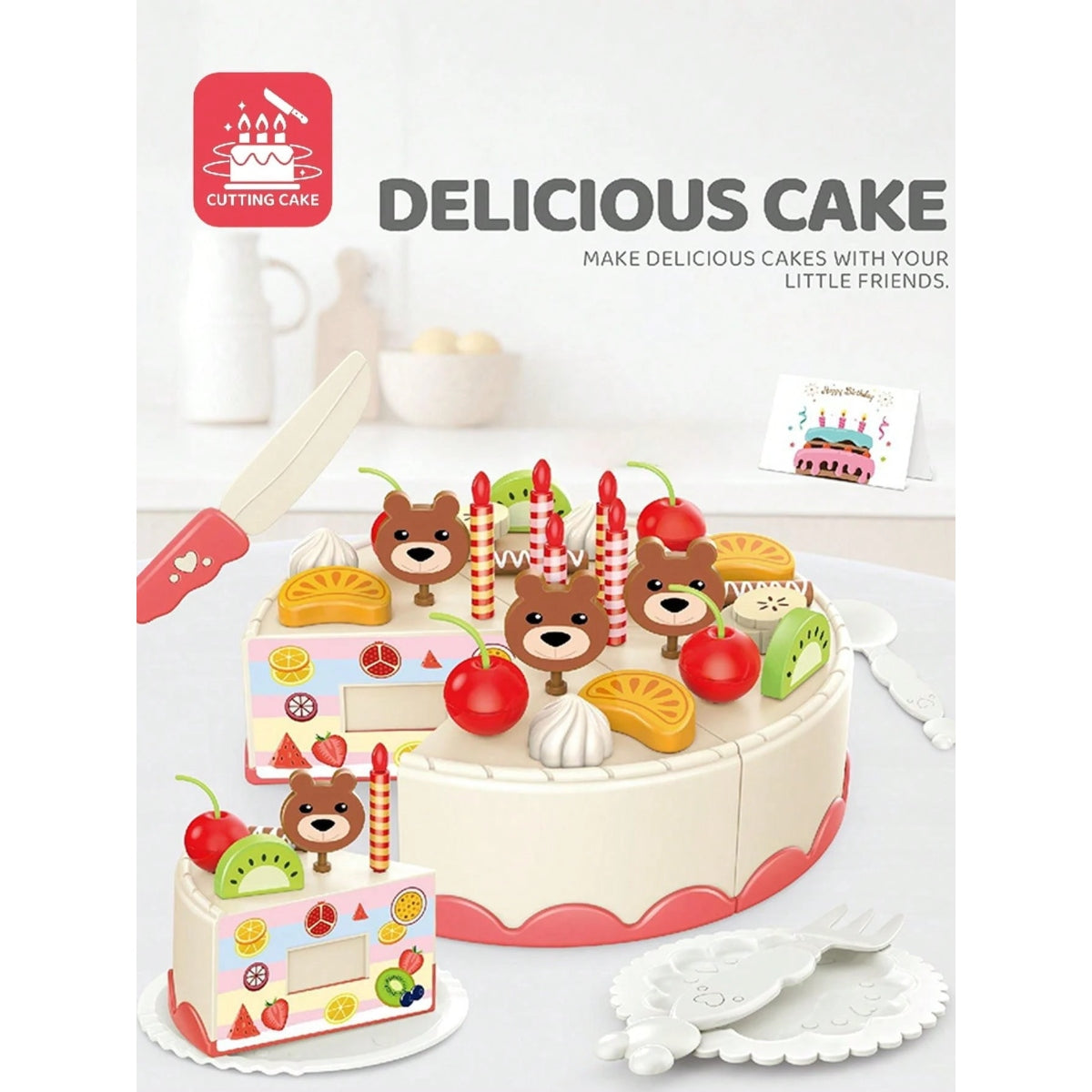 42-Piece Cake Kitchen Playset with Sliceable Food