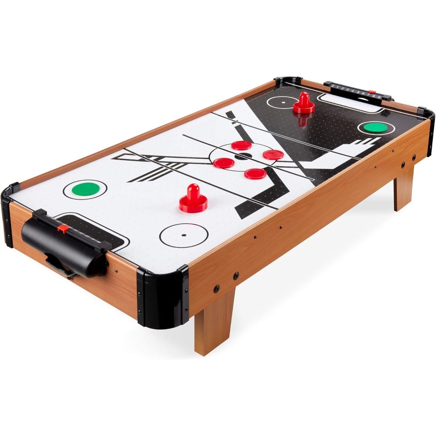 Portable Air Hockey Table Game | Mini Wooden Air Hockey Table | Battery-Powered Indoor Fun