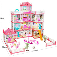 14 Rooms Doll House With LED Lights & Barbie Accessories
