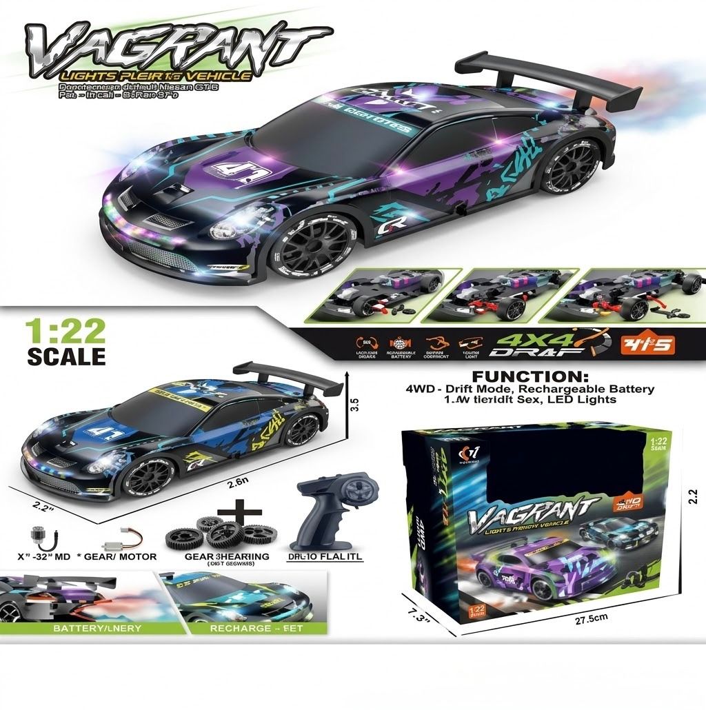 Vagrant 2.4G RC Rally Van with LED & Steam Spray