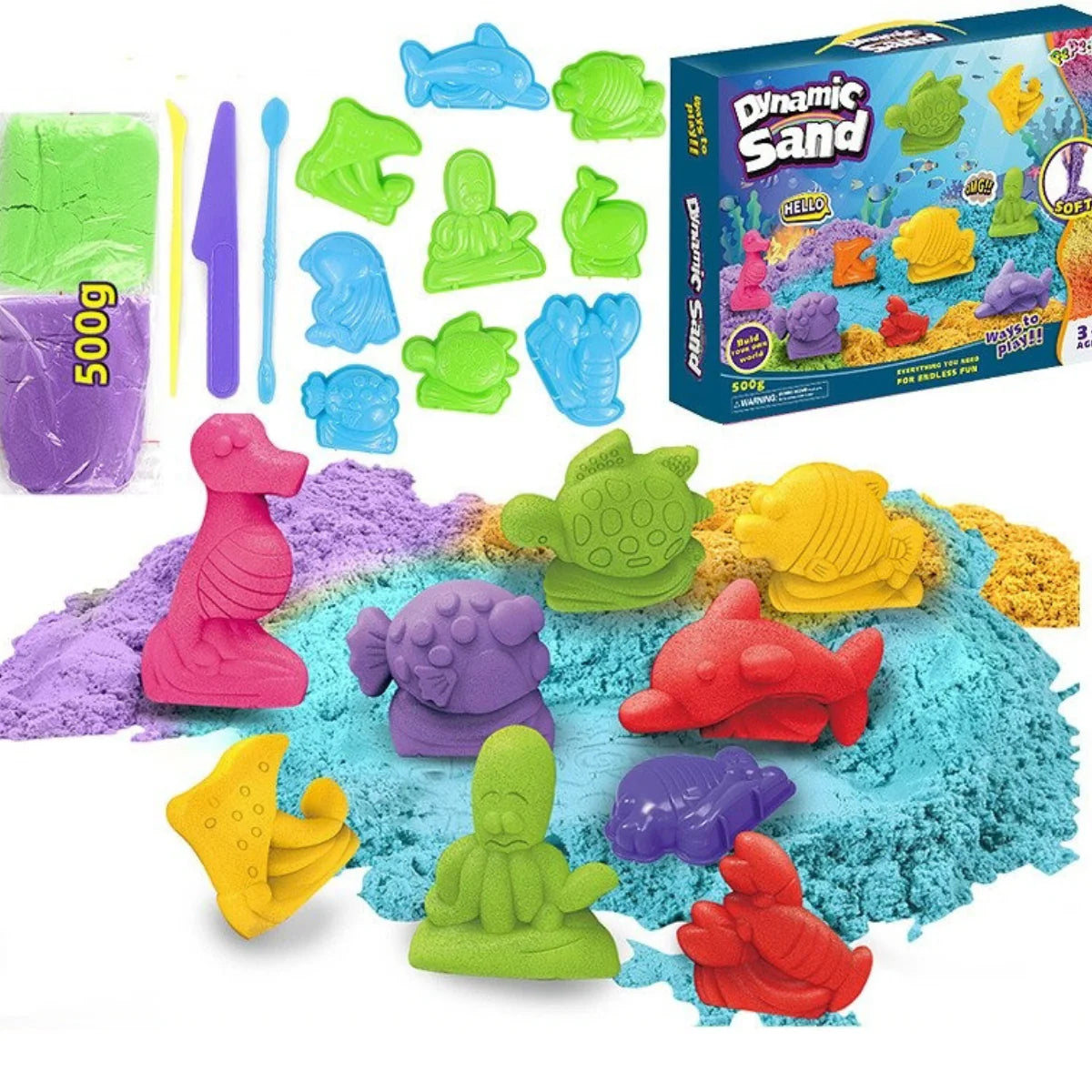 Dynamic Sand Magic Play Set with Colorful Molds