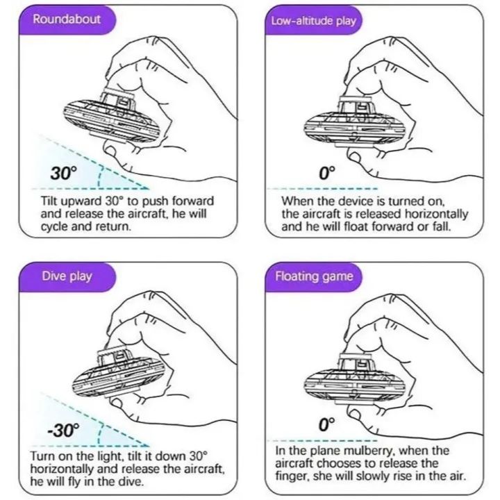 UFO Shaped Flying Disc Drone With LED Lights | Hand-Operated Flying Spinner Toy