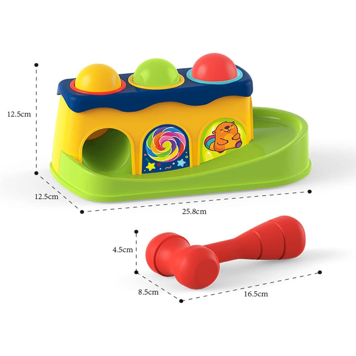 Huanger Knock Ball Slide Toy with Hammer