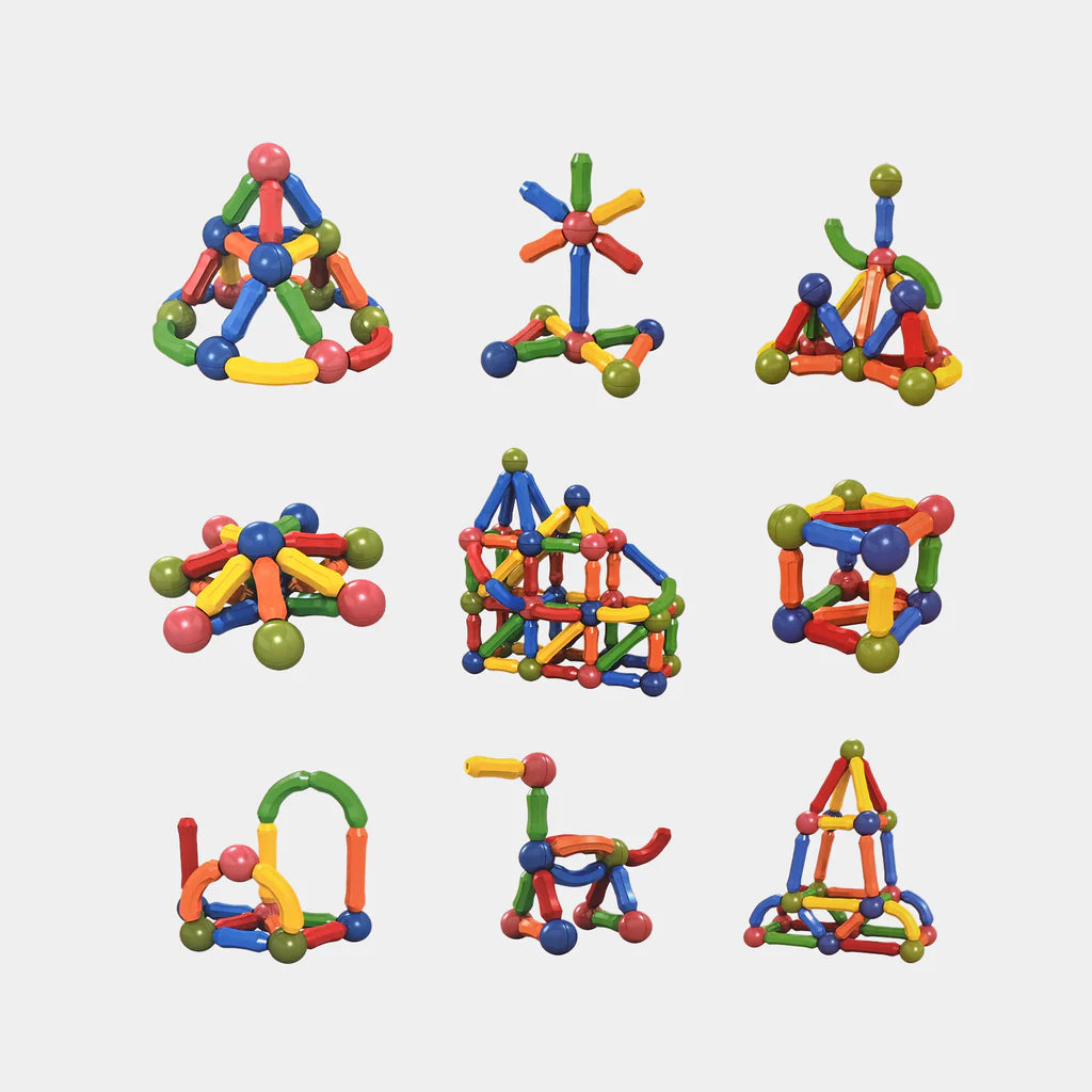 64-Piece Magnetic Rod and Balls Construction Set