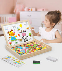 2-in-1 Magnetic Puzzle Drawing Board for Kids