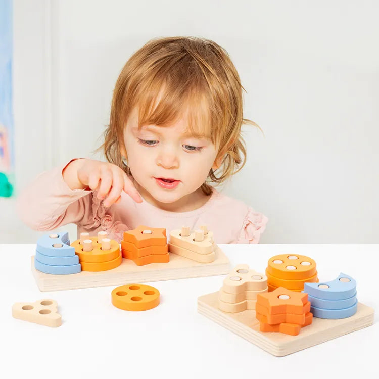 Set Shape Toy Four Sets Of Columns | Shape Sorter Wooden Toy – The Toy Factory