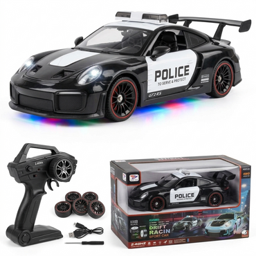 RC Porsche Drift Car with Rechargeable Battery & LED Lights
