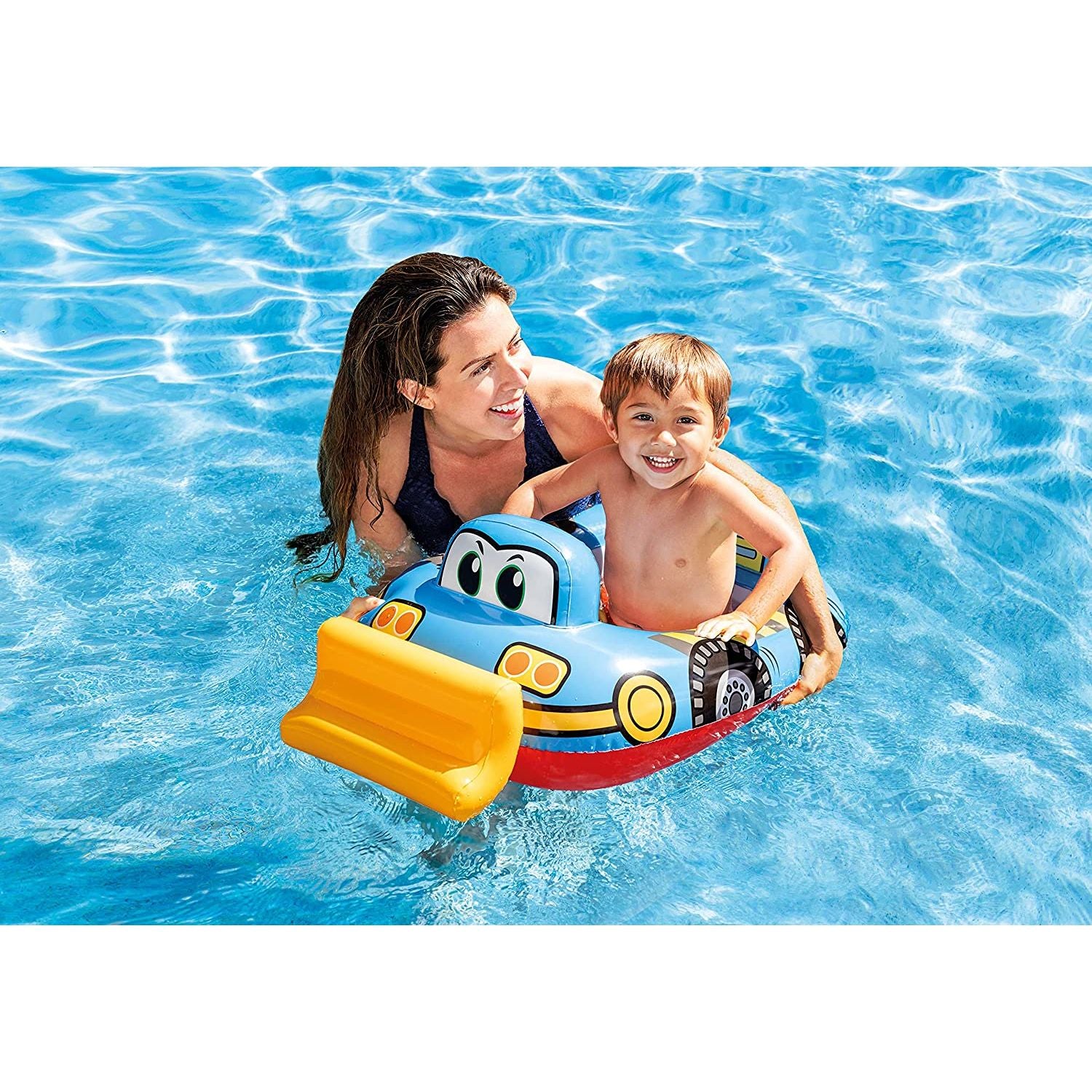 thumbnail image 2 of Kids Car Design Swimming Float - Inflatable Baby Pool Floatie With Steering Wheel For Ages 1-5 2 of 6
