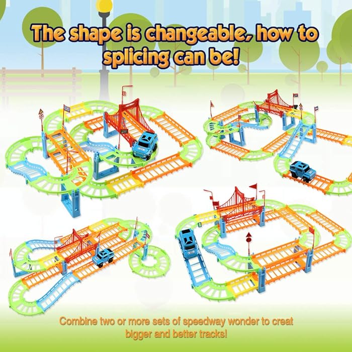 Train Racing Track Rapid Variety Railway Racing Track | 95 Pcs Playset With SUV Toy Cars ...