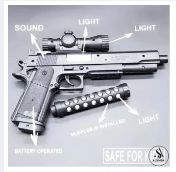 Electric Music Toy Gun with LED Lights, Vibration & Scope