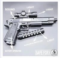 Electric Music Toy Gun with LED Lights, Vibration & Scope