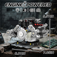 Motorized Supercar V8 Engine Building Blocks Set with LED Lights | 770 PCS Mechanical Model Kit for Kids & Adults